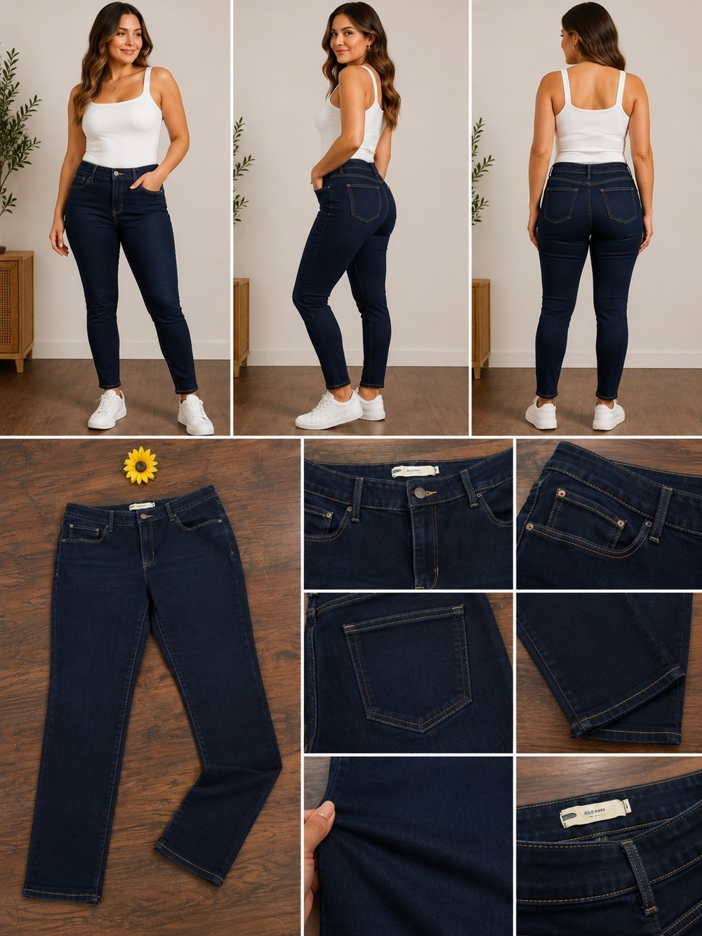 LEVIS Dark Blue MID-Rise Skinny Jeans for Women - Classic Stretch Denim